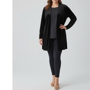 J Jill Wearever Collection 4X Black Velvet Open Front Cardigan Jacket